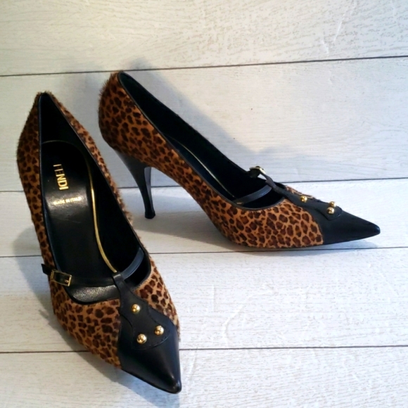 Fendi animal print real hair classic pump stiletto heels 39.5 - Picture 1 of 9
